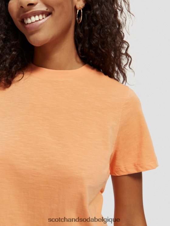 vêtements Scotch & Soda t-shirt coupe classique- Scotch and Soda Bruxelles orange saumon 6BZRBF102