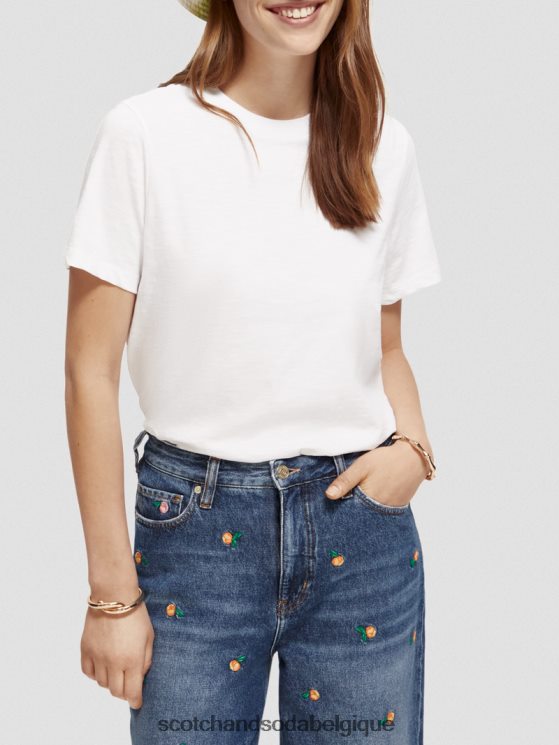 vêtements Scotch & Soda t-shirt coupe classique- Scotch and Soda Namur blanc 6BZRBF103