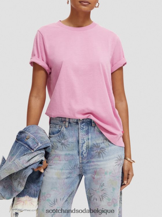 vêtements Scotch & Soda t-shirt coupe classique- Scotch and Soda femme orchidée rose 6BZRBF104