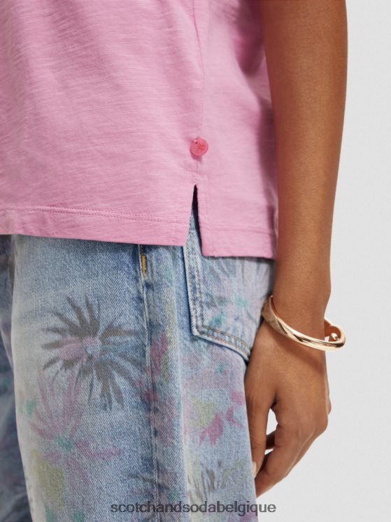 vêtements Scotch & Soda t-shirt coupe classique- Scotch and Soda femme orchidée rose 6BZRBF104