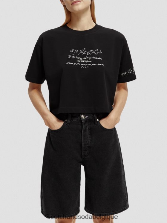 vêtements Scotch & Soda t-shirt court à broderies- Scotch and Soda outlet noir 6BZRBF73