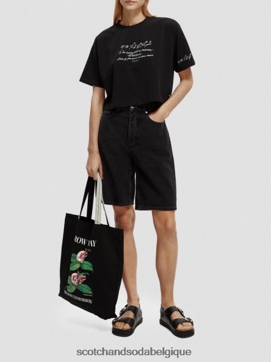 vêtements Scotch & Soda t-shirt court à broderies- Scotch and Soda outlet noir 6BZRBF73