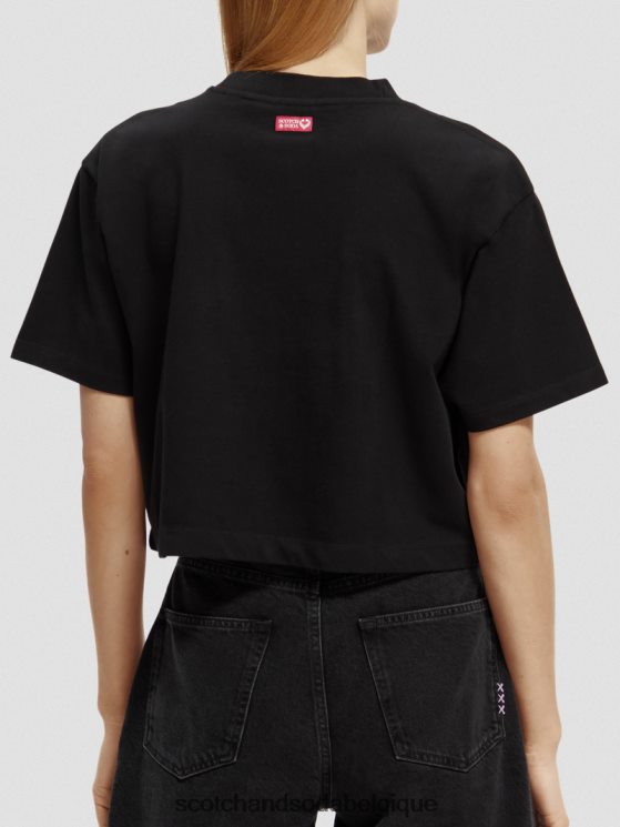 vêtements Scotch & Soda t-shirt court à broderies- Scotch and Soda outlet noir 6BZRBF73