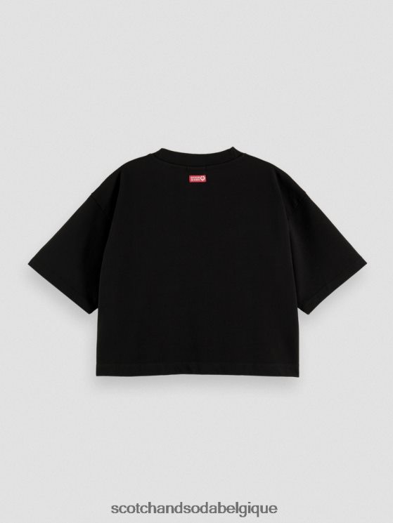 vêtements Scotch & Soda t-shirt court à broderies- Scotch and Soda outlet noir 6BZRBF73