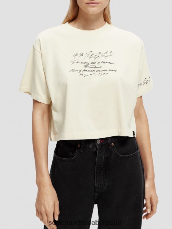 vêtements Scotch & Soda t-shirt court à broderies- Scotch and Soda shop near me vanille blanche 6BZRBF72