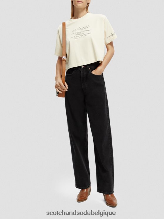 vêtements Scotch & Soda t-shirt court à broderies- Scotch and Soda shop near me vanille blanche 6BZRBF72