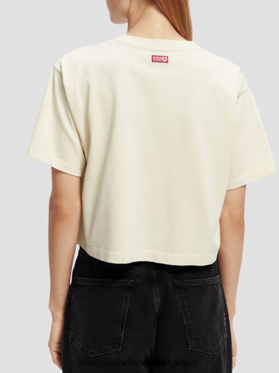 vêtements Scotch & Soda t-shirt court à broderies- Scotch and Soda shop near me vanille blanche 6BZRBF72