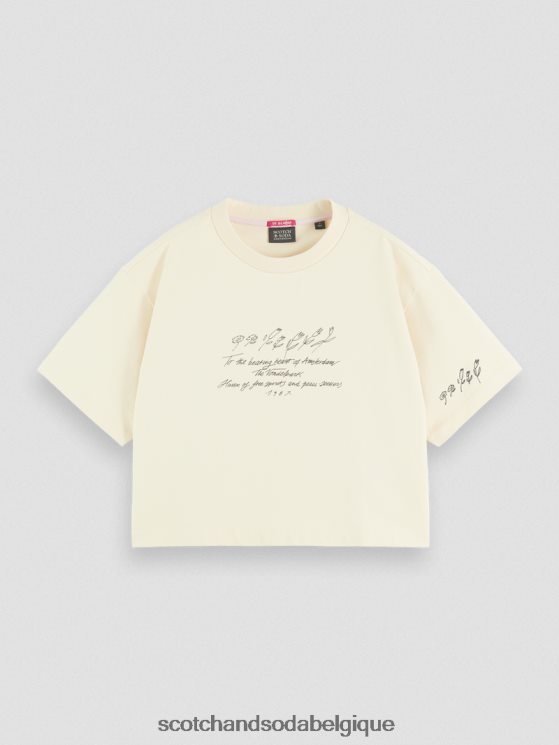 vêtements Scotch & Soda t-shirt court à broderies- Scotch and Soda shop near me vanille blanche 6BZRBF72