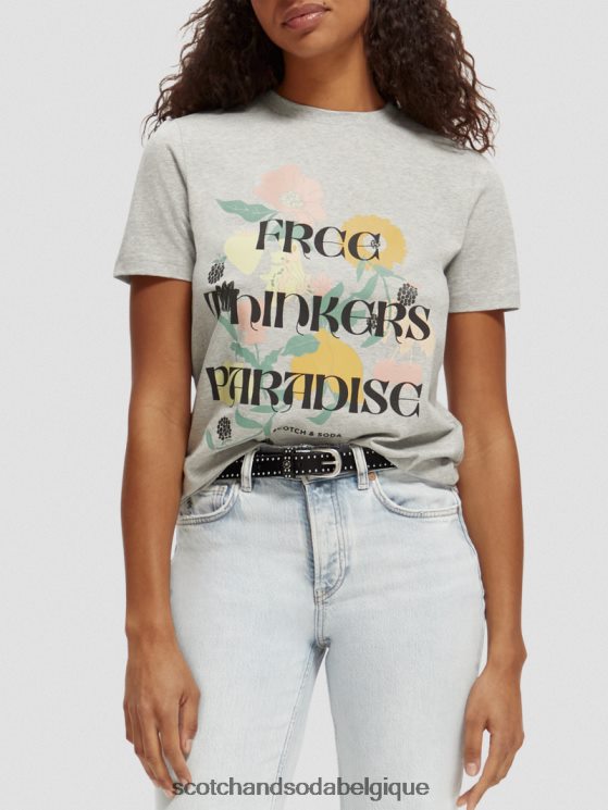 vêtements Scotch & Soda t-shirt en coton biologique coupe décontractée- Scotch and Soda outlet gris mélangé 6BZRBF82