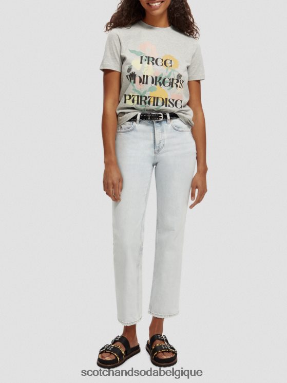 vêtements Scotch & Soda t-shirt en coton biologique coupe décontractée- Scotch and Soda outlet gris mélangé 6BZRBF82
