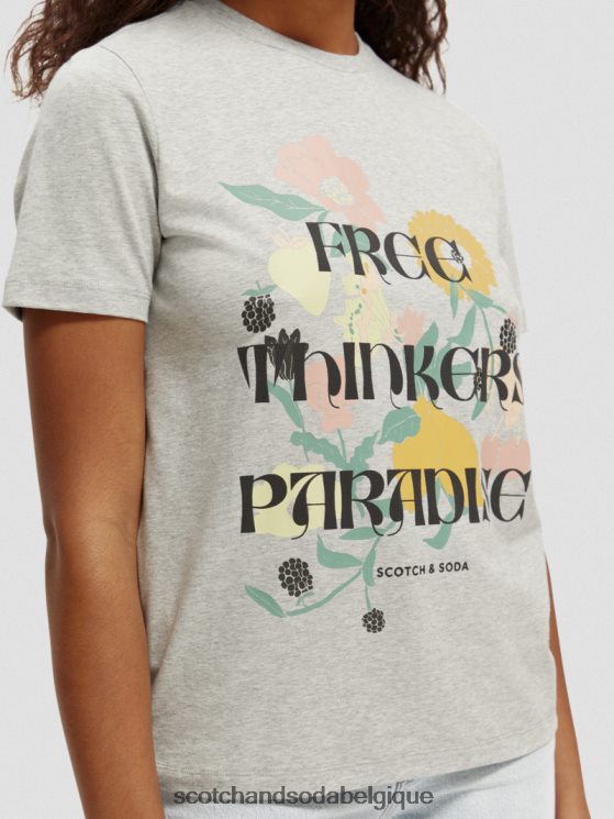 vêtements Scotch & Soda t-shirt en coton biologique coupe décontractée- Scotch and Soda outlet gris mélangé 6BZRBF82