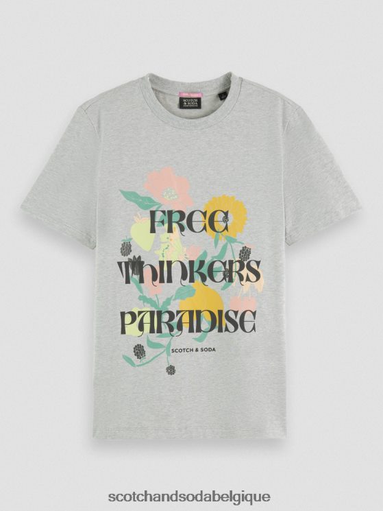 vêtements Scotch & Soda t-shirt en coton biologique coupe décontractée- Scotch and Soda outlet gris mélangé 6BZRBF82