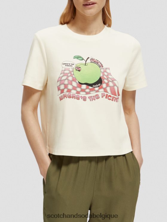vêtements Scotch & Soda t-shirt graphique- Scotch and Soda shop online vanille blanche 6BZRBF71