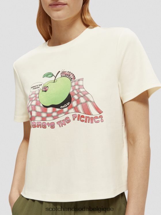 vêtements Scotch & Soda t-shirt graphique- Scotch and Soda shop online vanille blanche 6BZRBF71