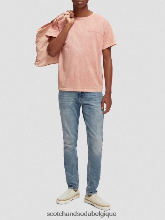 vêtements Scotch & Soda t-shirt teint à base de plantes- Scotch and Soda Bruxelles flamant 6BZRBF120