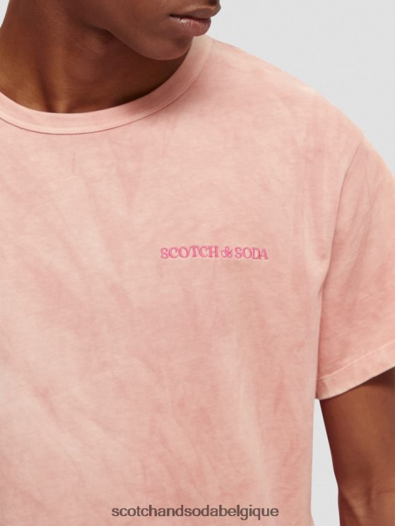vêtements Scotch & Soda t-shirt teint à base de plantes- Scotch and Soda Bruxelles flamant 6BZRBF120