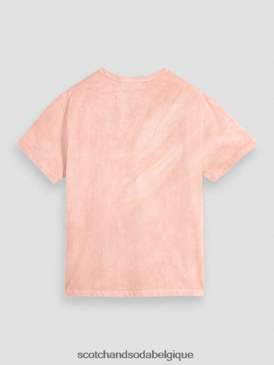vêtements Scotch & Soda t-shirt teint à base de plantes- Scotch and Soda Bruxelles flamant 6BZRBF120