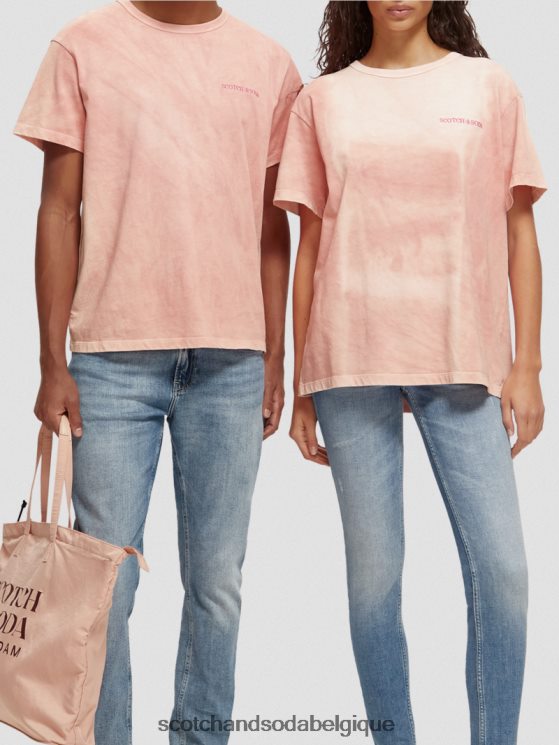 vêtements Scotch & Soda t-shirt teint à base de plantes- Scotch and Soda Bruxelles flamant 6BZRBF120