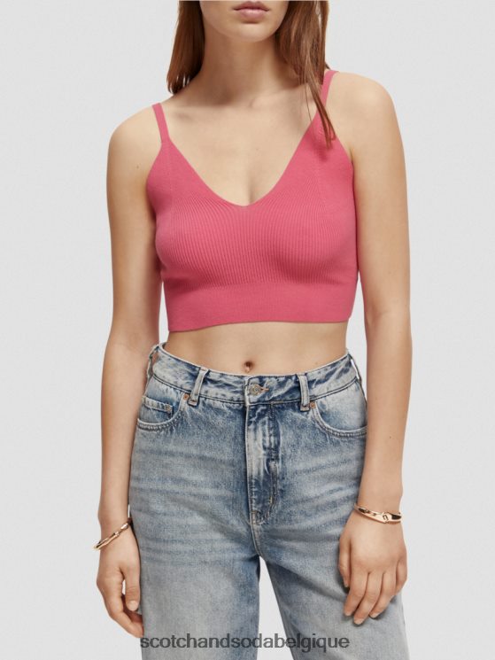 vêtements Scotch & Soda top court en maille à col V- Scotch and Soda Belgique punch rose 6BZRBF119