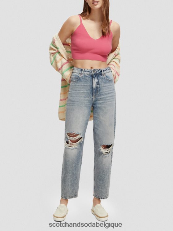 vêtements Scotch & Soda top court en maille à col V- Scotch and Soda Belgique punch rose 6BZRBF119
