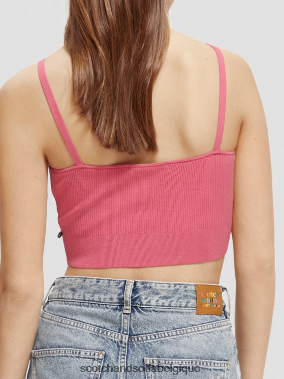 vêtements Scotch & Soda top court en maille à col V- Scotch and Soda Belgique punch rose 6BZRBF119