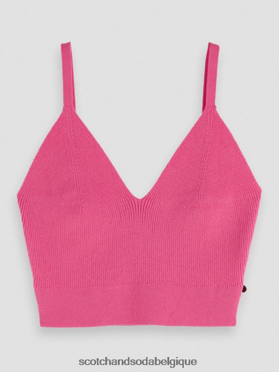 vêtements Scotch & Soda top court en maille à col V- Scotch and Soda Belgique punch rose 6BZRBF119