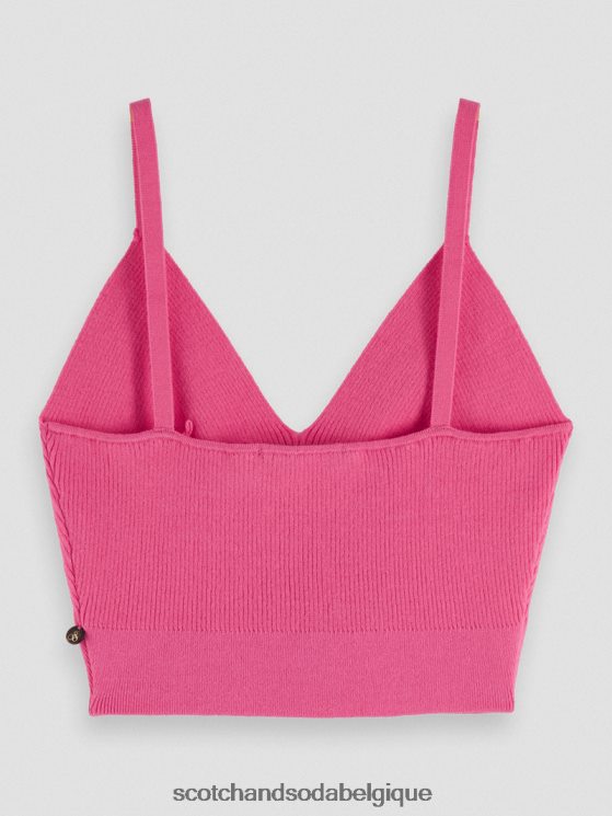 vêtements Scotch & Soda top court en maille à col V- Scotch and Soda Belgique punch rose 6BZRBF119