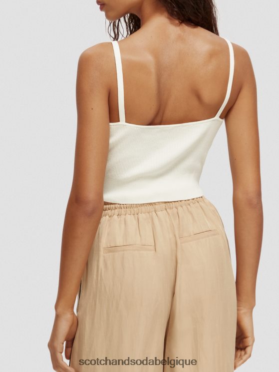 vêtements Scotch & Soda top court en maille à col V- Scotch and Soda outlet vanille blanche 6BZRBF118