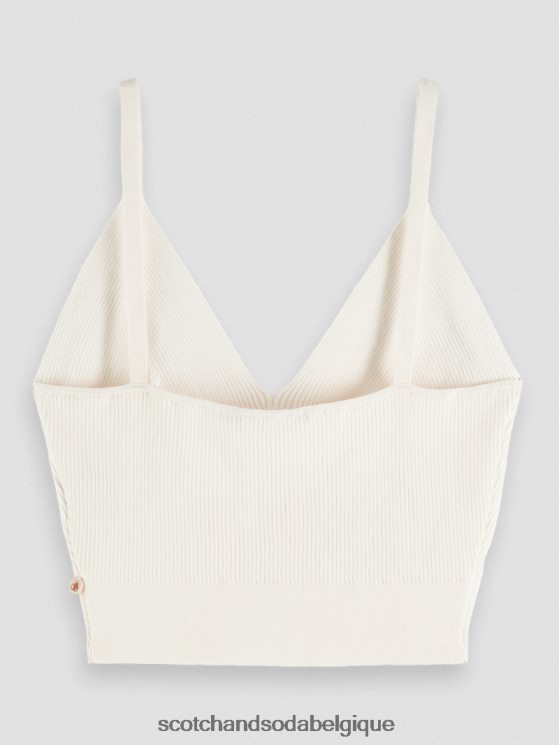 vêtements Scotch & Soda top court en maille à col V- Scotch and Soda outlet vanille blanche 6BZRBF118