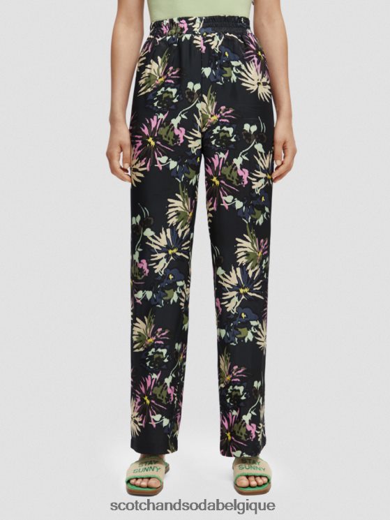 vêtements Scotch & Soda le gia taille mi-haute jambe large imprimé- Scotch and Soda Liﾨﾨge aster noir 6BZRBF168