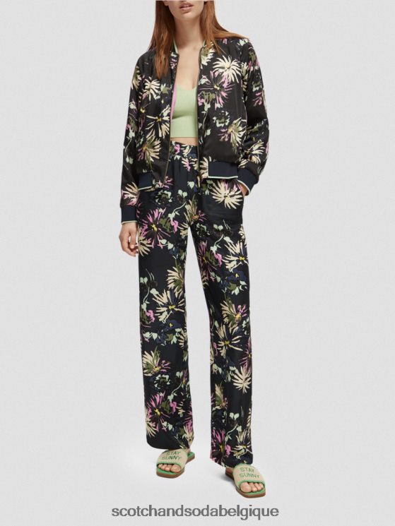 vêtements Scotch & Soda le gia taille mi-haute jambe large imprimé- Scotch and Soda Liﾨﾨge aster noir 6BZRBF168