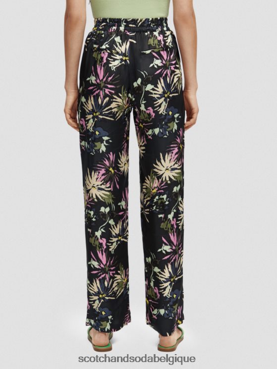 vêtements Scotch & Soda le gia taille mi-haute jambe large imprimé- Scotch and Soda Liﾨﾨge aster noir 6BZRBF168