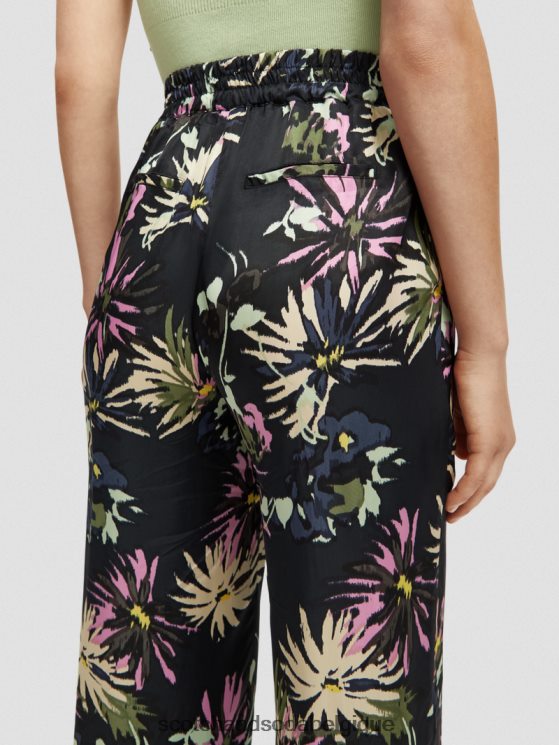 vêtements Scotch & Soda le gia taille mi-haute jambe large imprimé- Scotch and Soda Liﾨﾨge aster noir 6BZRBF168