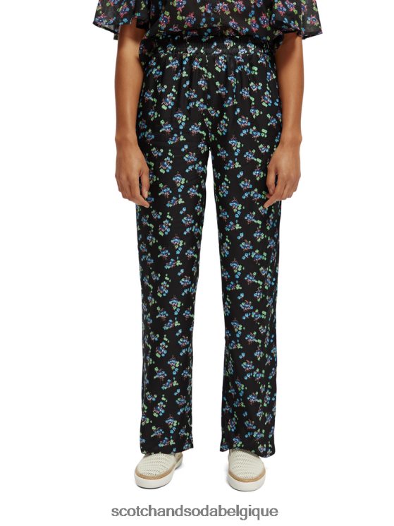 vêtements Scotch & Soda le gia taille mi-haute jambe large imprimé- Scotch and Soda Namur pensée ikat noir 6BZRBF166
