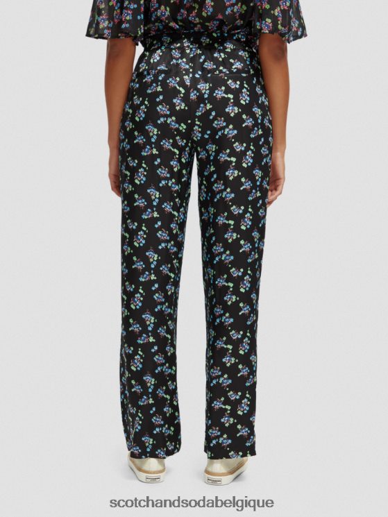 vêtements Scotch & Soda le gia taille mi-haute jambe large imprimé- Scotch and Soda Namur pensée ikat noir 6BZRBF166