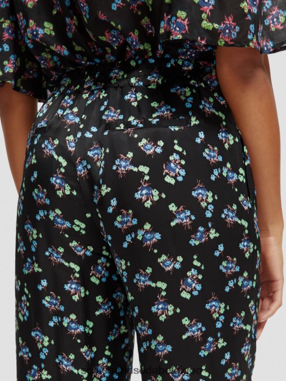 vêtements Scotch & Soda le gia taille mi-haute jambe large imprimé- Scotch and Soda Namur pensée ikat noir 6BZRBF166