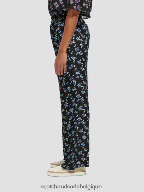 vêtements Scotch & Soda le gia taille mi-haute jambe large imprimé- Scotch and Soda Namur pensée ikat noir 6BZRBF166