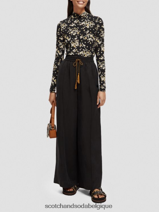 vêtements Scotch & Soda le pantalon large taille haute Hope- Scotch and Soda Belgique noir 6BZRBF164