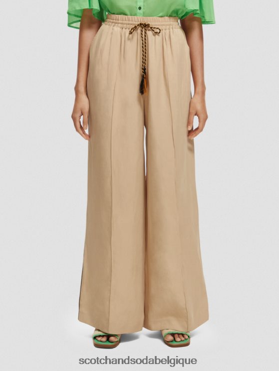 vêtements Scotch & Soda le pantalon large taille haute Hope- Scotch and Soda outlet sable mou 6BZRBF163