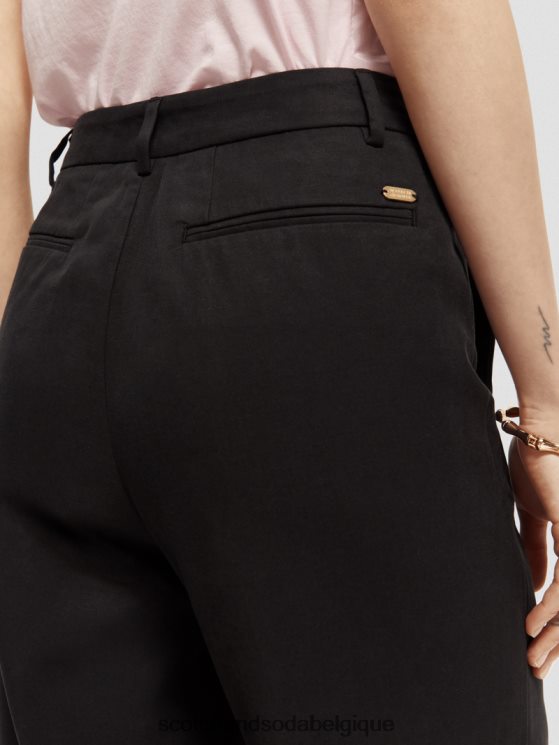 vêtements Scotch & Soda pantalon large taille basse- Scotch and Soda Belgique noir 6BZRBF155
