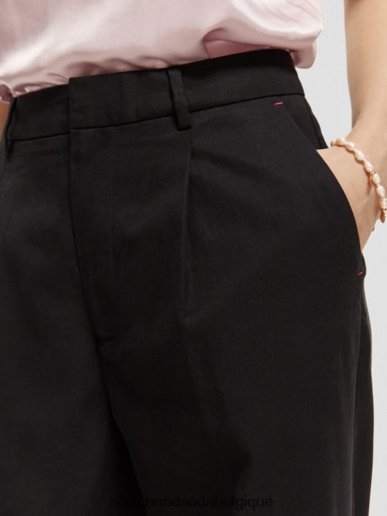 vêtements Scotch & Soda pantalon large taille basse- Scotch and Soda Belgique noir 6BZRBF155