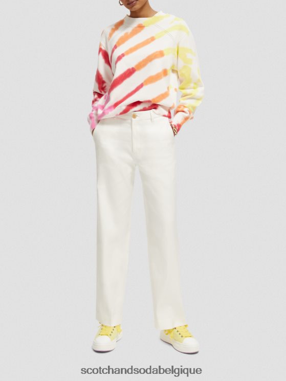 vêtements Scotch & Soda pantalon large taille haute en lin mélangé edie- Scotch and Soda shop online blanc cassé 6BZRBF161