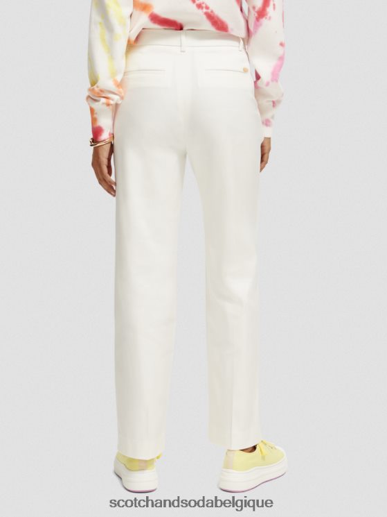 vêtements Scotch & Soda pantalon large taille haute en lin mélangé edie- Scotch and Soda shop online blanc cassé 6BZRBF161
