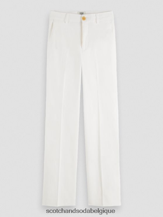 vêtements Scotch & Soda pantalon large taille haute en lin mélangé edie- Scotch and Soda shop online blanc cassé 6BZRBF161