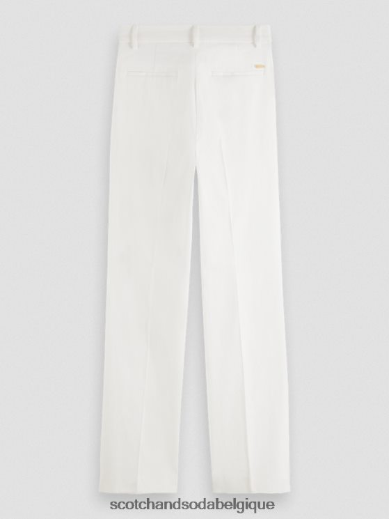 vêtements Scotch & Soda pantalon large taille haute en lin mélangé edie- Scotch and Soda shop online blanc cassé 6BZRBF161