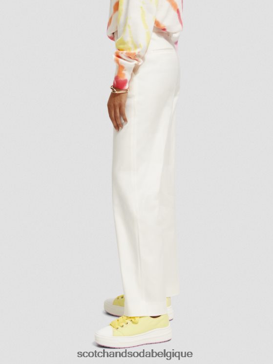 vêtements Scotch & Soda pantalon large taille haute en lin mélangé edie- Scotch and Soda shop online blanc cassé 6BZRBF161
