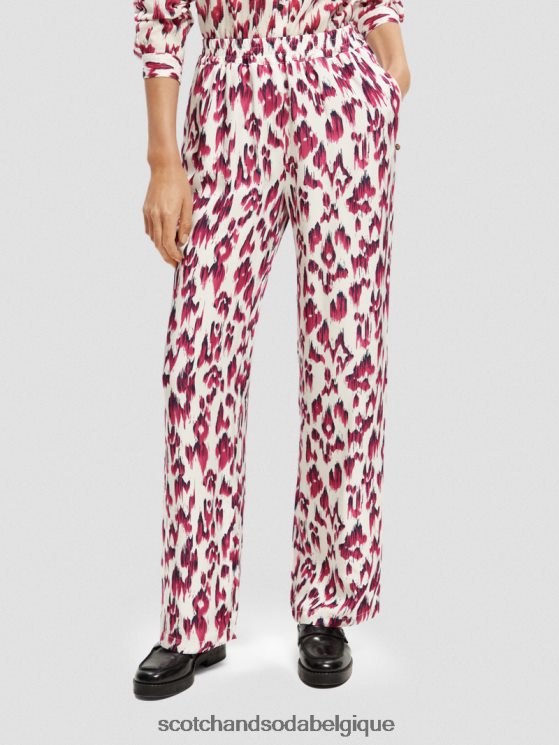 vêtements Scotch & Soda pantalon large taille mi-haute élastiqué imprimé gia- Scotch and Soda Liﾨﾨge tarte aux cerises ikat brossées 6BZRBF150