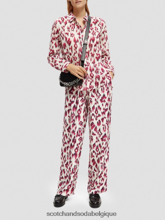 vêtements Scotch & Soda pantalon large taille mi-haute élastiqué imprimé gia- Scotch and Soda Liﾨﾨge tarte aux cerises ikat brossées 6BZRBF150