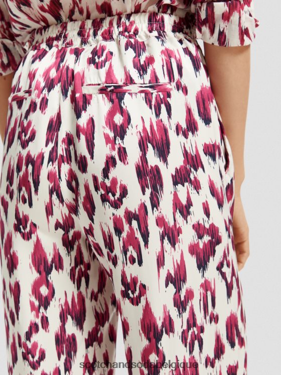 vêtements Scotch & Soda pantalon large taille mi-haute élastiqué imprimé gia- Scotch and Soda Liﾨﾨge tarte aux cerises ikat brossées 6BZRBF150