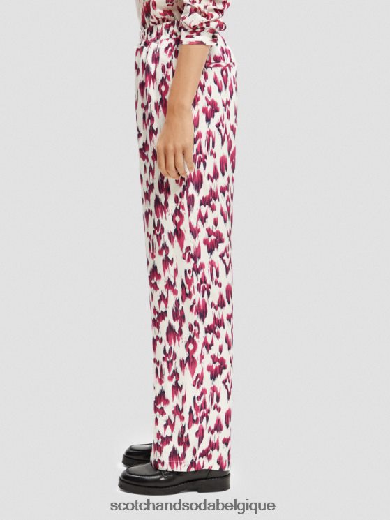 vêtements Scotch & Soda pantalon large taille mi-haute élastiqué imprimé gia- Scotch and Soda Liﾨﾨge tarte aux cerises ikat brossées 6BZRBF150